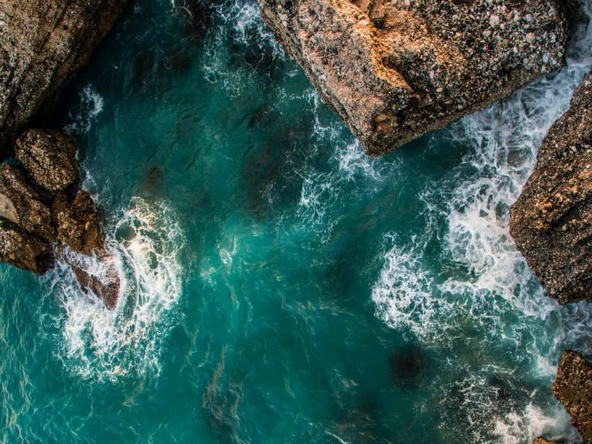 rocks, aerial view, sea, ocean, surf