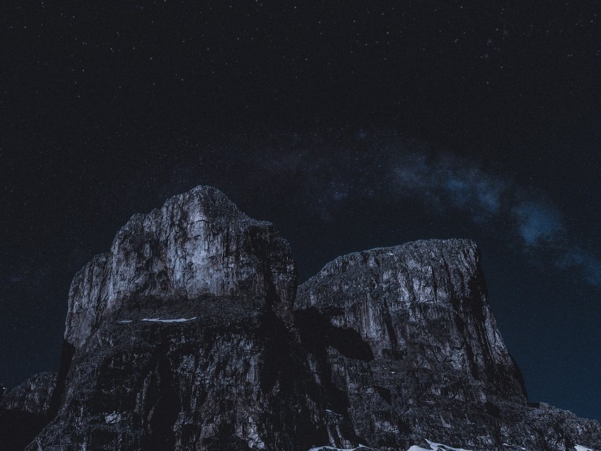 rocks, night, stars, dark