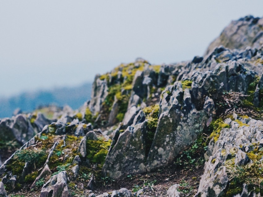 Rocks Stones Moss Cliff Stony Mountain Background