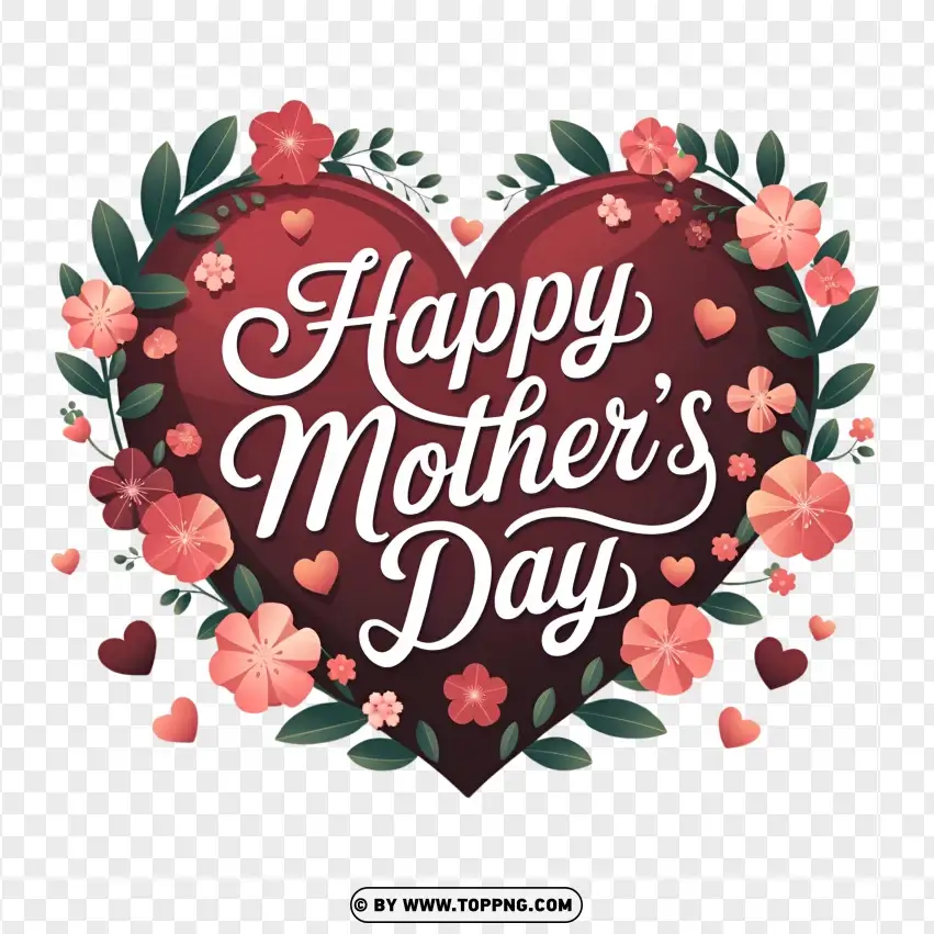 Heart Wreath Mothers Day Greeting PNG Transparent Background