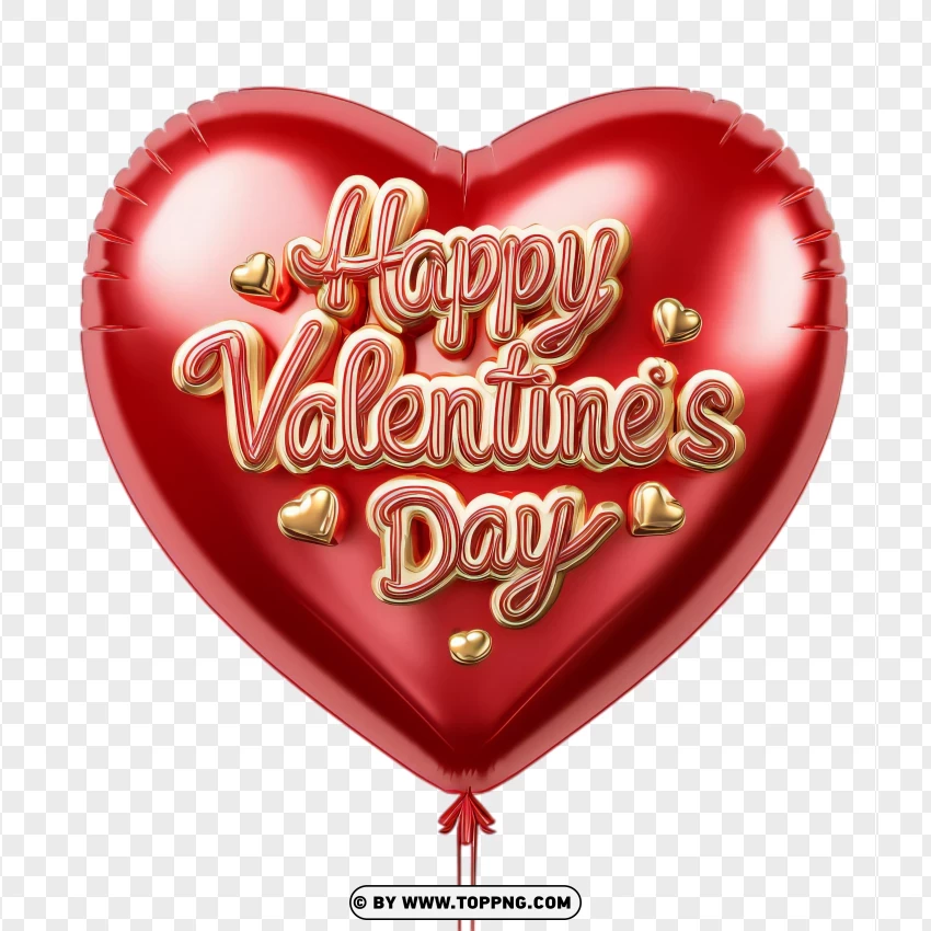 Romantic Happy Valentines Day Balloon With Elegant Script PNG Transparent Background