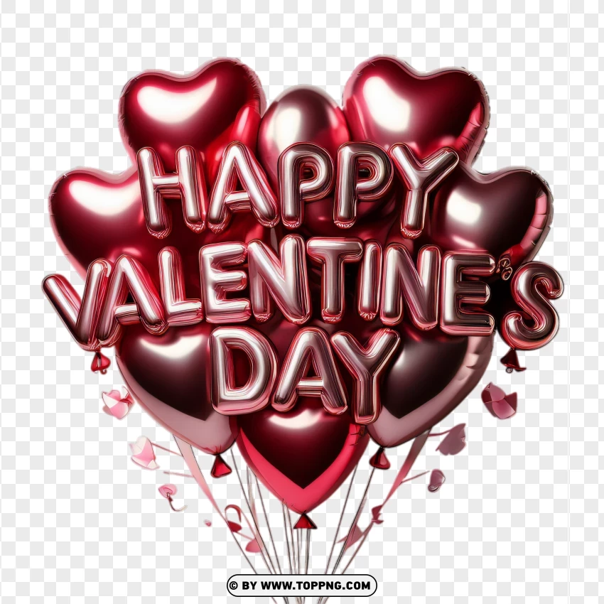 Romantic Valentines Day Heart Balloon Bouquet With Festive Design PNG Transparent Background