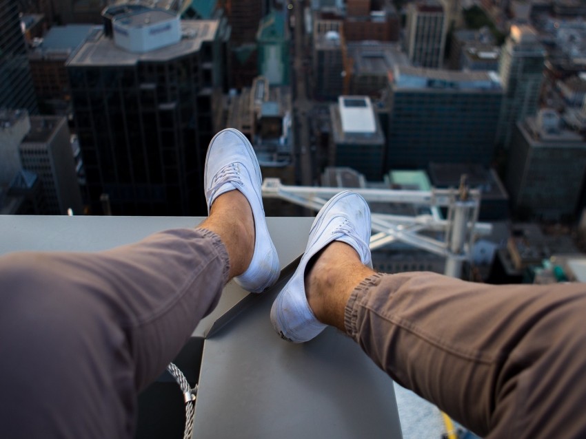 roof, city, aerial view, legs, overview