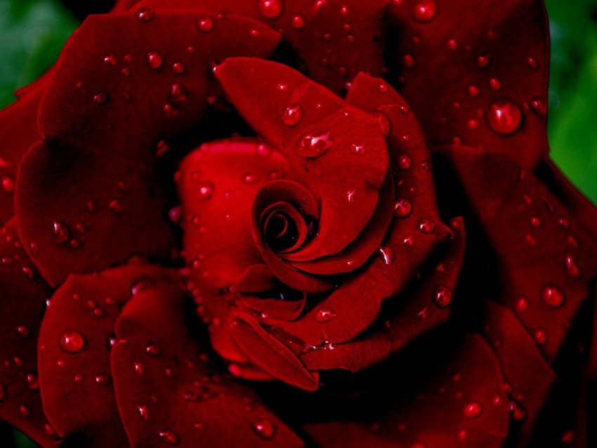 rose, red, wet, drops, dew, petals