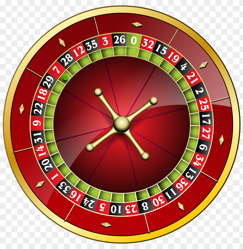 Colorful roulette wheel illustration on a transparent background.