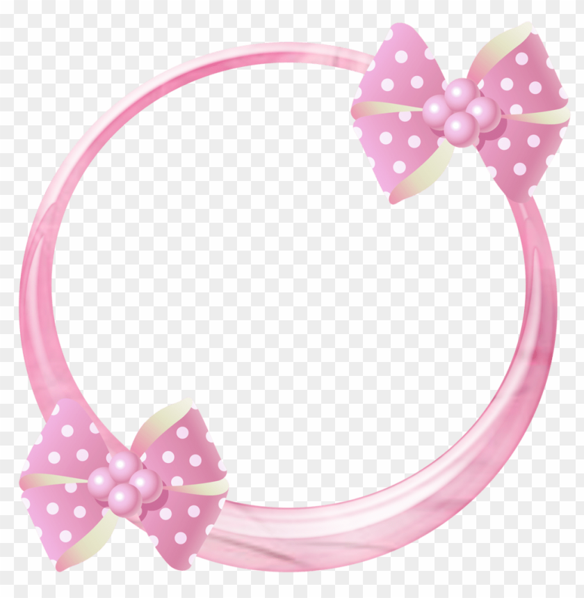 decorative frame, pink bow, polka dots, digital clipart, cute design