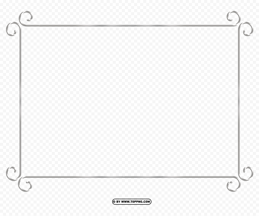 Royal Ornament Silver Frame Border PNG Transparent Background