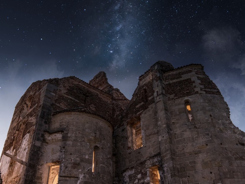 ruins, architecture, starry sky, veneto, italy