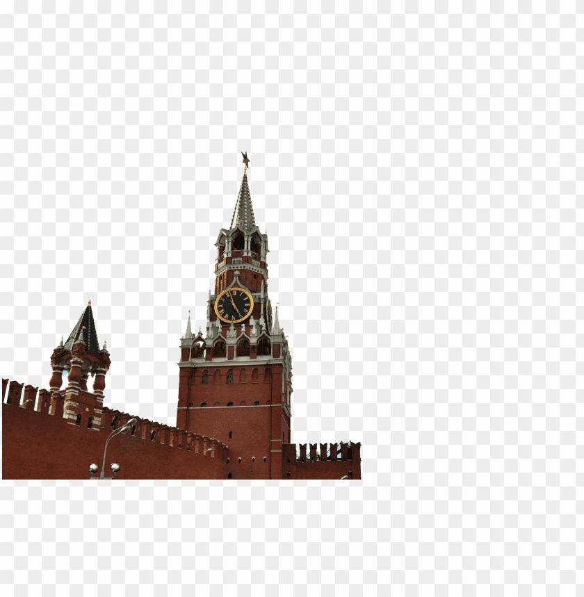 Kremlin tower with clock against a transparent background PNG