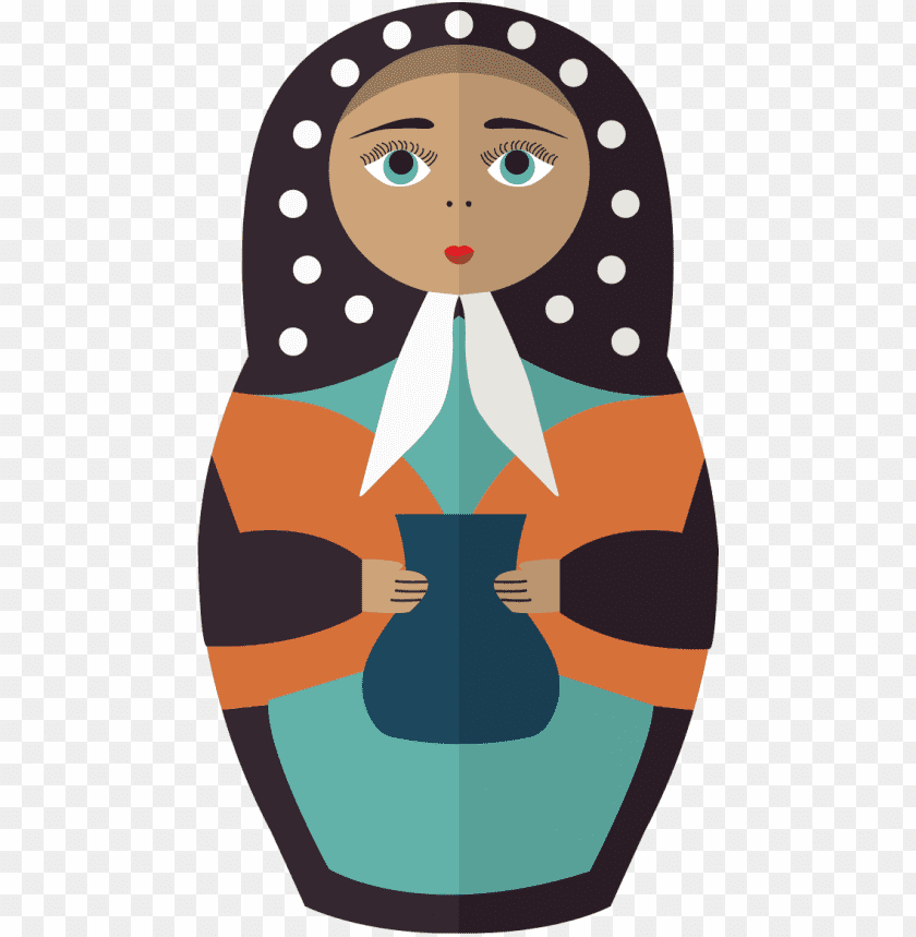 Illustration of a woman in traditional attire holding a pot PNG