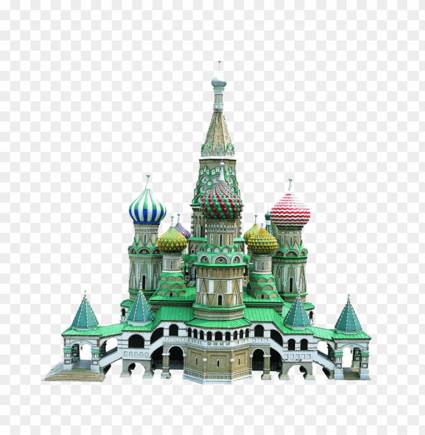 Colorful onion dome architecture of a famous Russian cathedral PNG