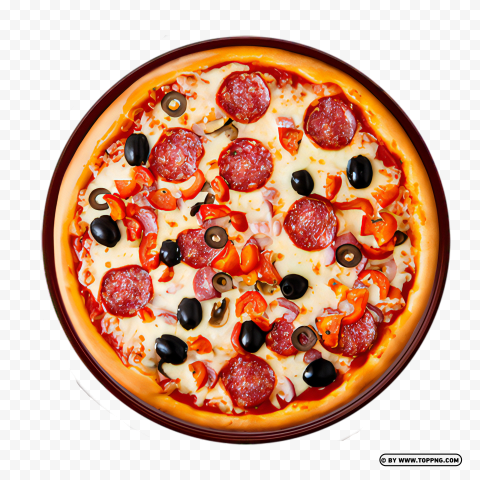 Rustic Italian Food Pepperoni Round Pizza Free PNG Transparent Background