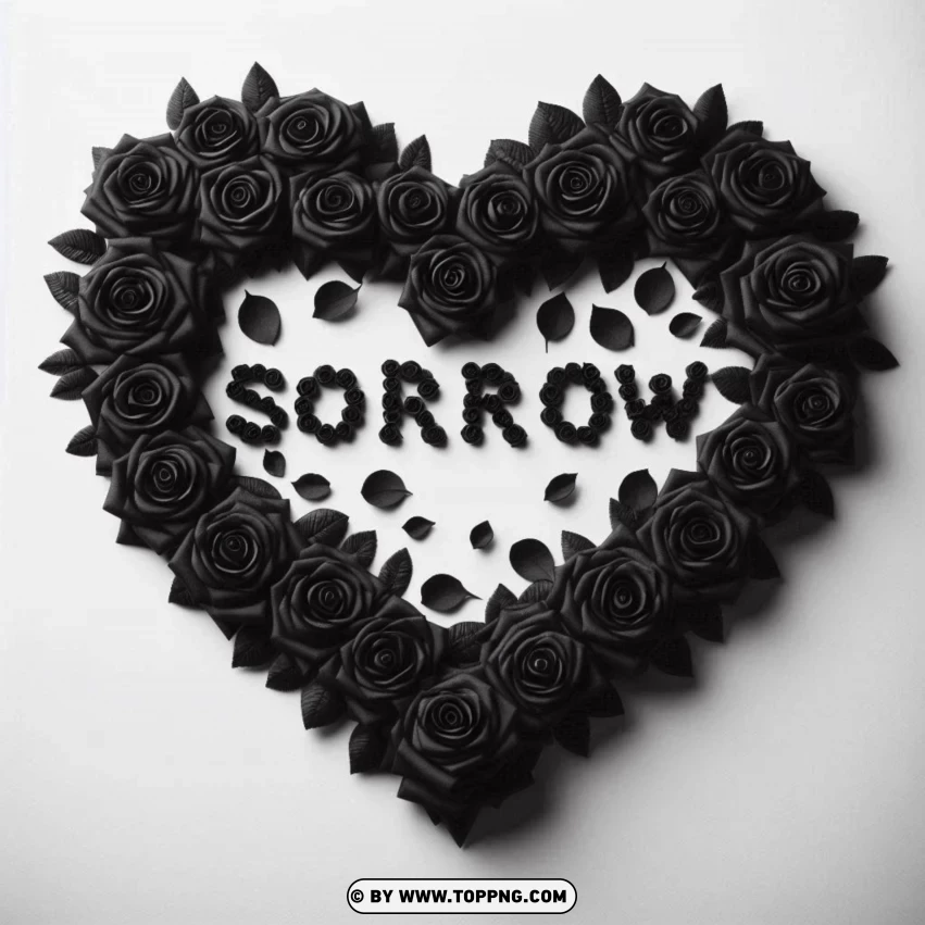 Sad Message, Black Roses, Heart Shape,petal, upset, Sadness, Sorrow