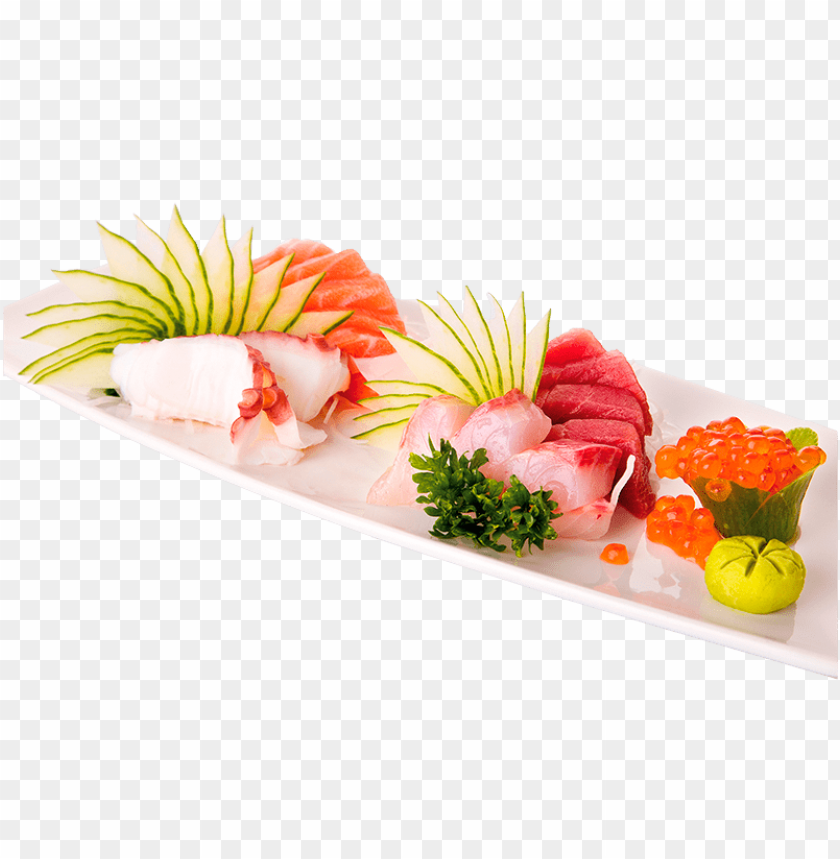 sushi, sashimi, fresh fish, seafood platter, garnishes, wasabi, fish roe