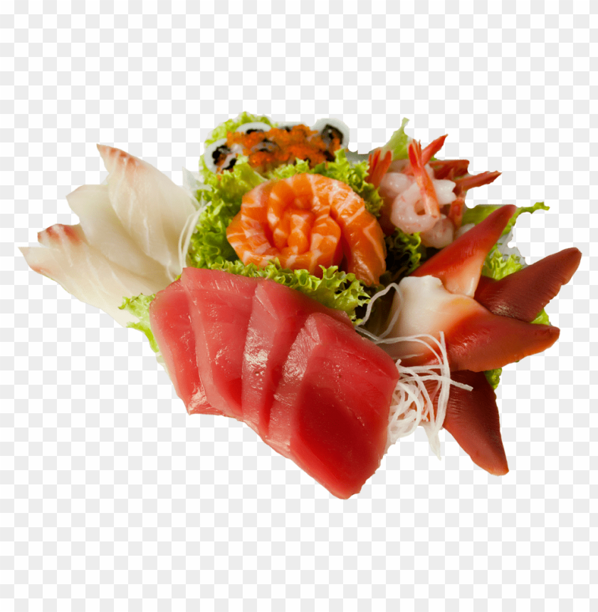 sushi, fresh seafood, salmon, tuna, shrimp, lettuce, sashimi