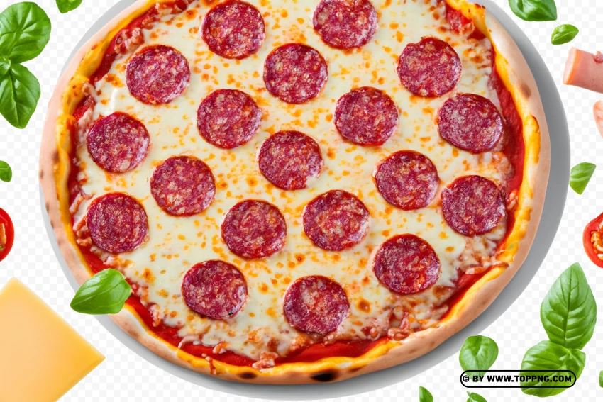 Savory Pepperoni Pizza With Clear PNG Transparent Background