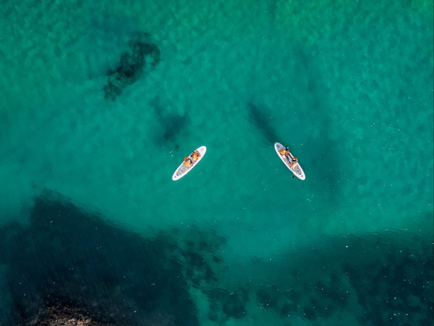 Sea Aerial View Boats Water Coast Stony Background