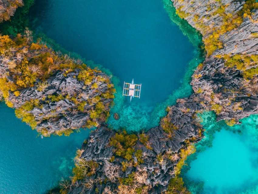 sea, bay, aerial view, rocks, water