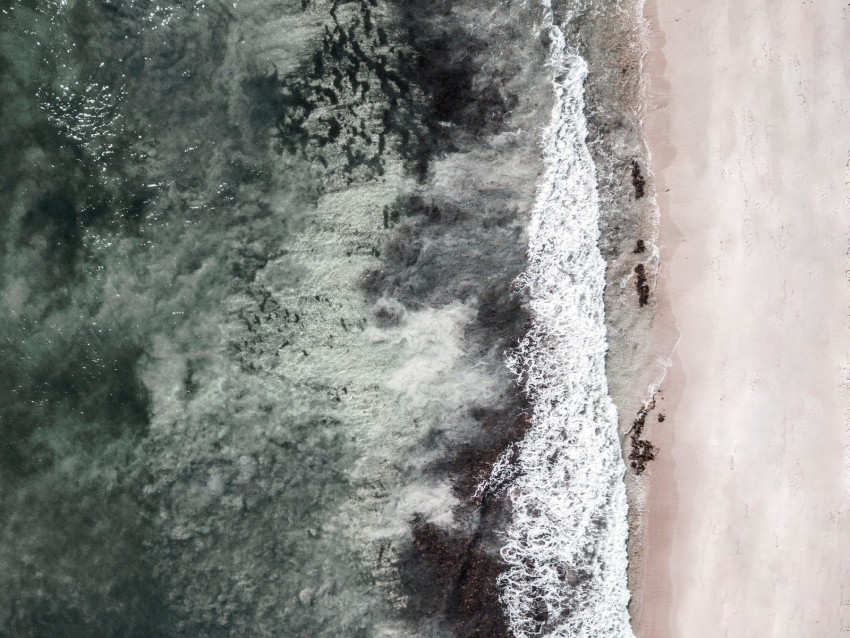 sea, beach, aerial view, wave, surf, sand