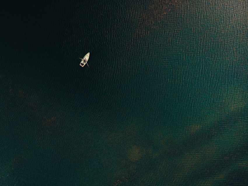 sea, boat, top view, ripples, water