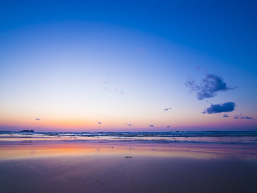 Sea Coast Sunset Horizon Wave Background