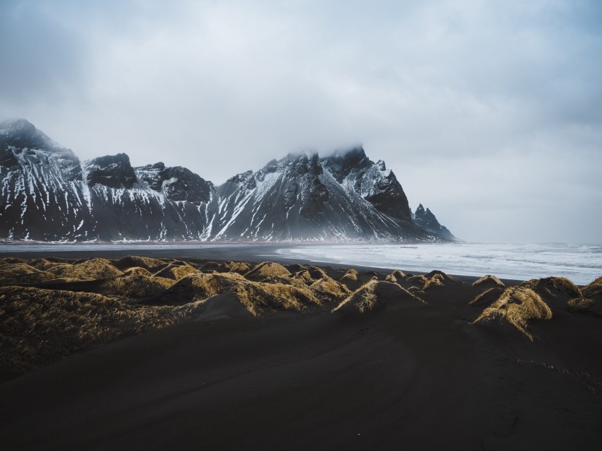 sea, fog, stones, relief, coast