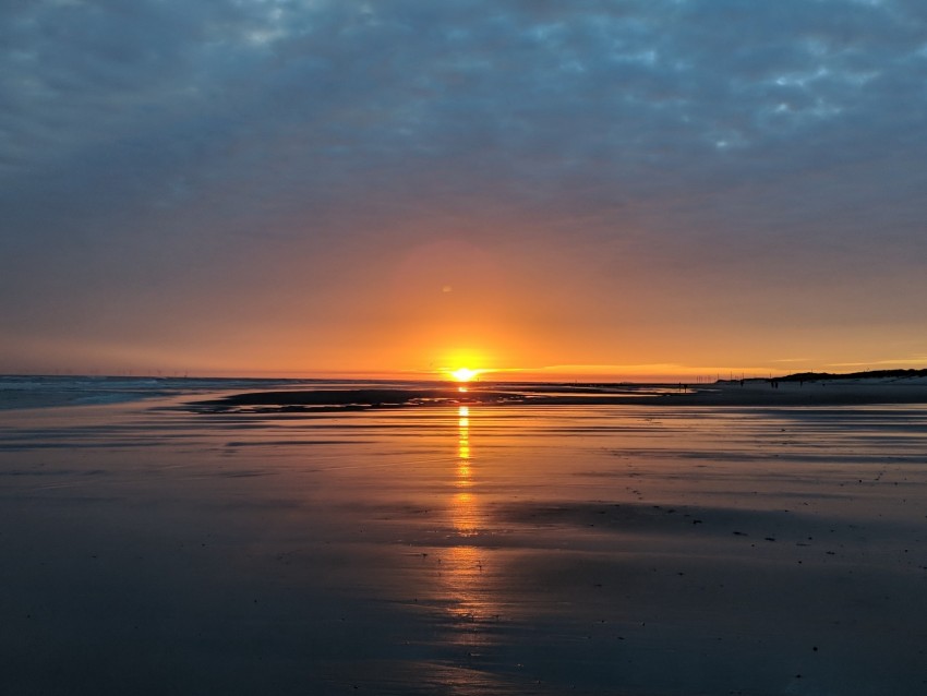 sea, horizon, dawn, sun, clouds, harmony