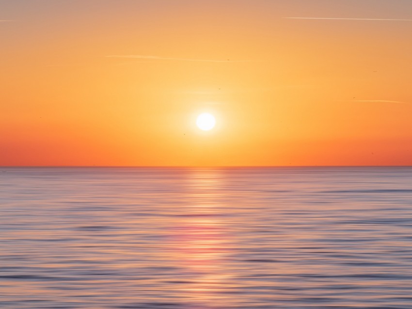 sea, horizon, sky, sunset, sun