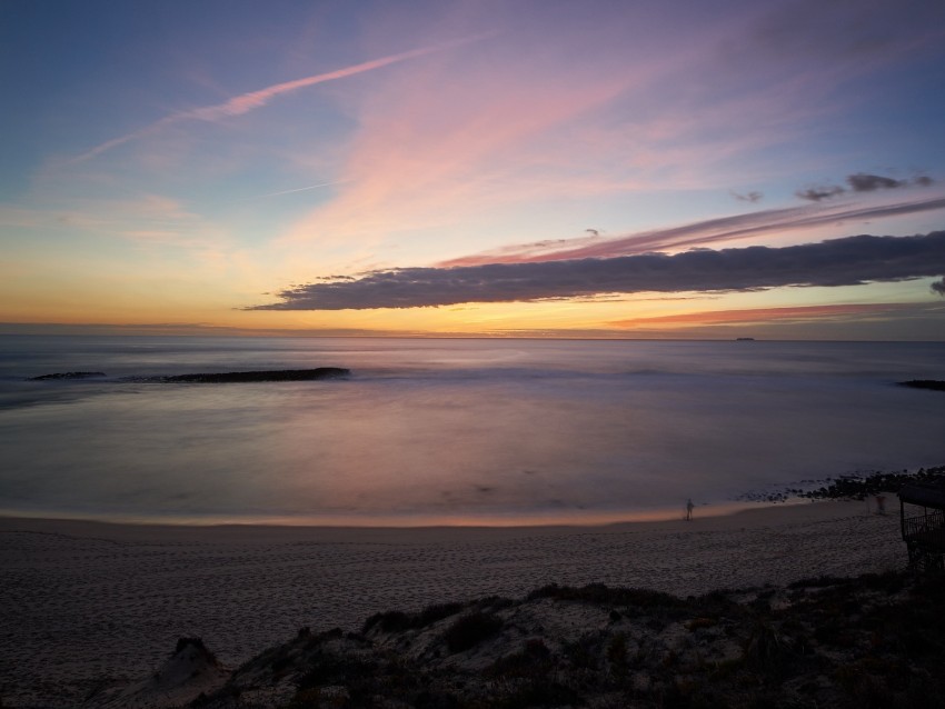 sea, horizon, sunset, clouds, sky, twilight