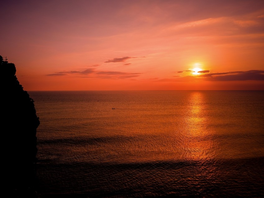 sea, horizon, sunset, sky, clouds