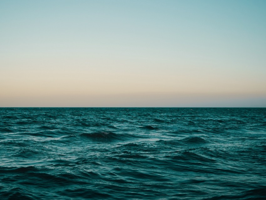 Sea Horizon Waves Ripples Water Green Background