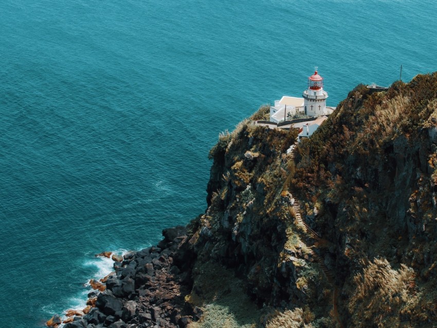 sea, rock, building, architecture, cliff