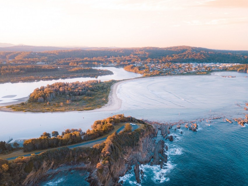 sea, rocks, aerial view, coast, landscape