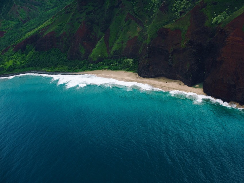 sea, rocks, moss, coast, surf