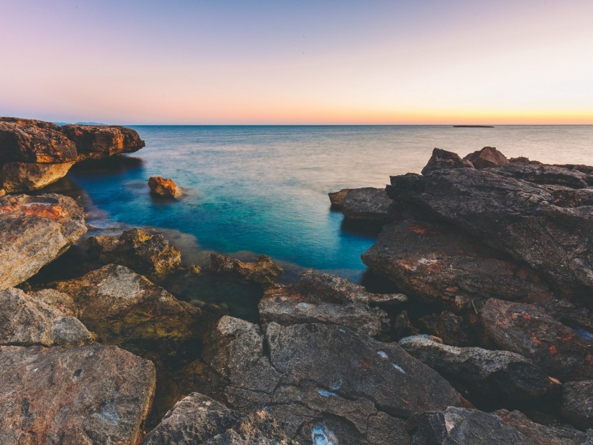 Sea Stones Rocks Coast Landscape Background