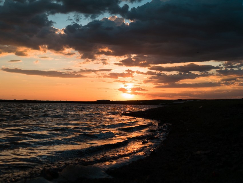 sea, sunset, coast, dusk, dark