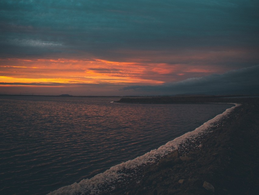 sea, sunset, horizon, coast, sky