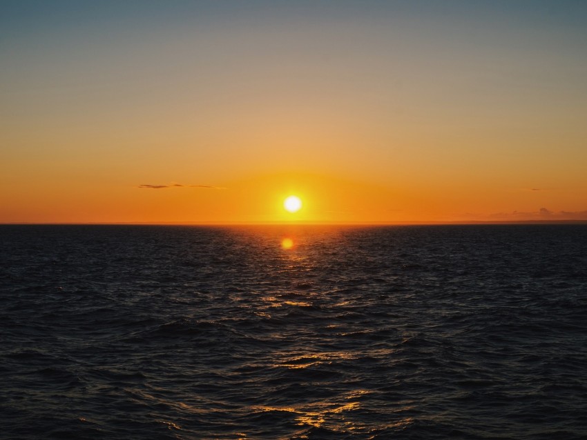 Sea Sunset Horizon Water Ripples Sun Background