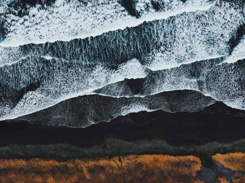 Sea Surf Aerial View Coast Foam Background