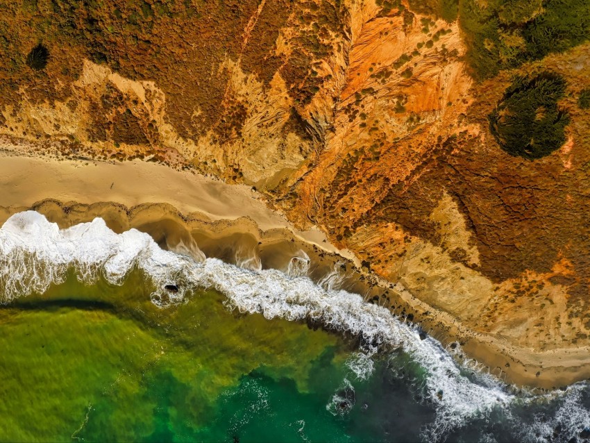 sea, surf, beach, aerial view