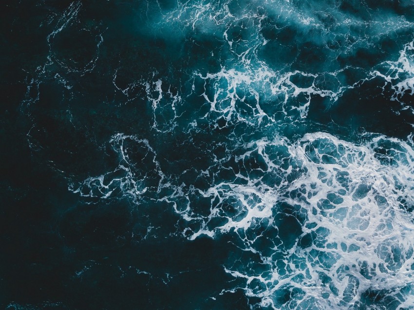 sea, waves, aerial view, water, foam