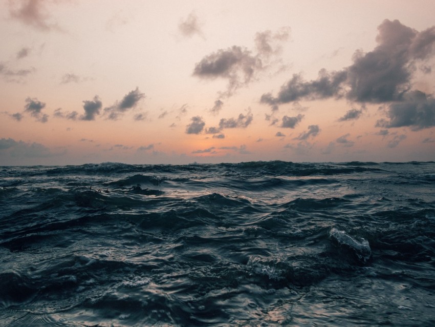 sea, waves, horizon, sky clouds, storm