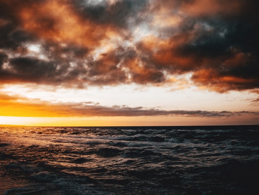 sea, waves, sunset, beach, coast