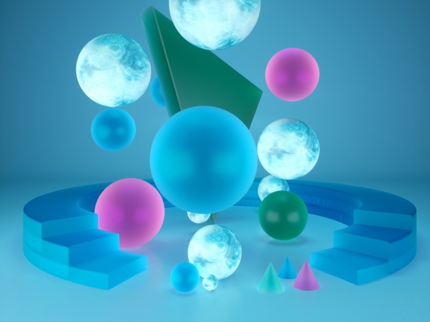 Shapes Geometric 3d Balls Spheres Background