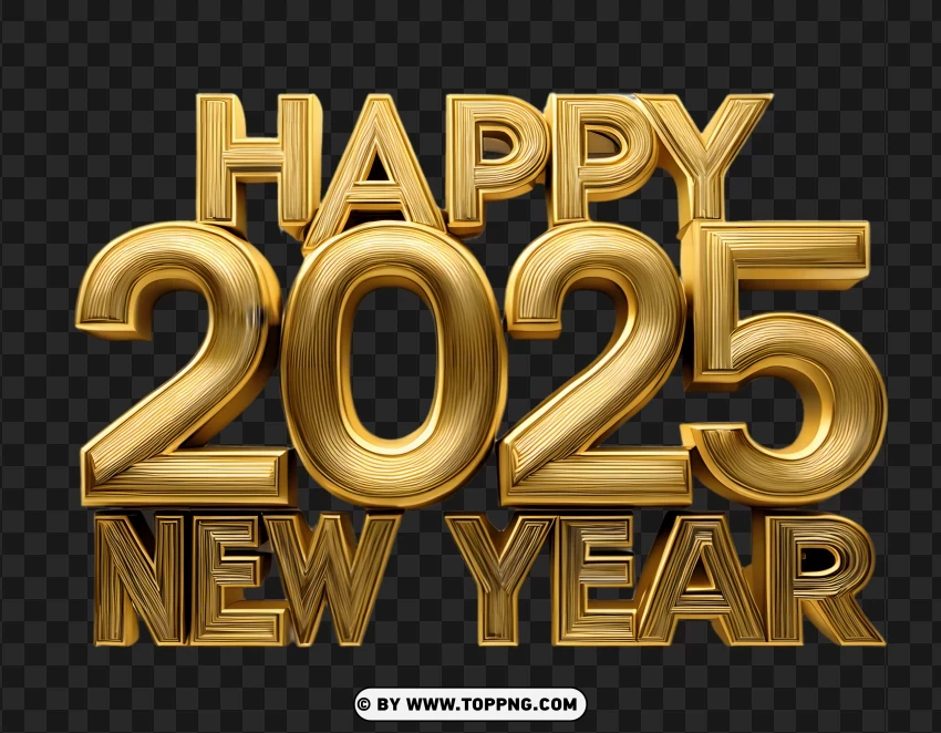 2025 New Year PNG, Golden Happy New Year 2025, 2025 New Year Glitter PNG, Happy New Year 2025 Gold, 3D 2025 New Year Text PNG