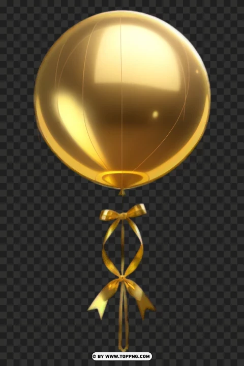 Shiny Gold Balloon With A Gold Ribbon And Clear PNG Transparent Background