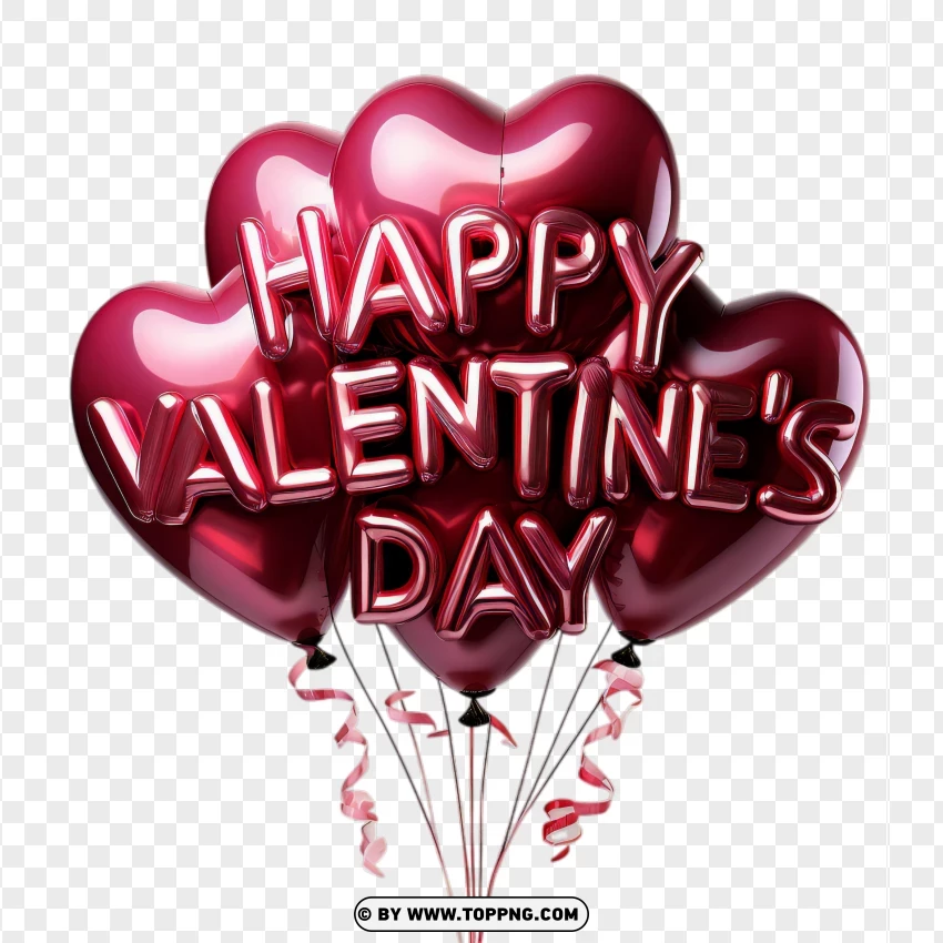 Shiny Happy Valentines Day Heart Balloons Set PNG Transparent Background