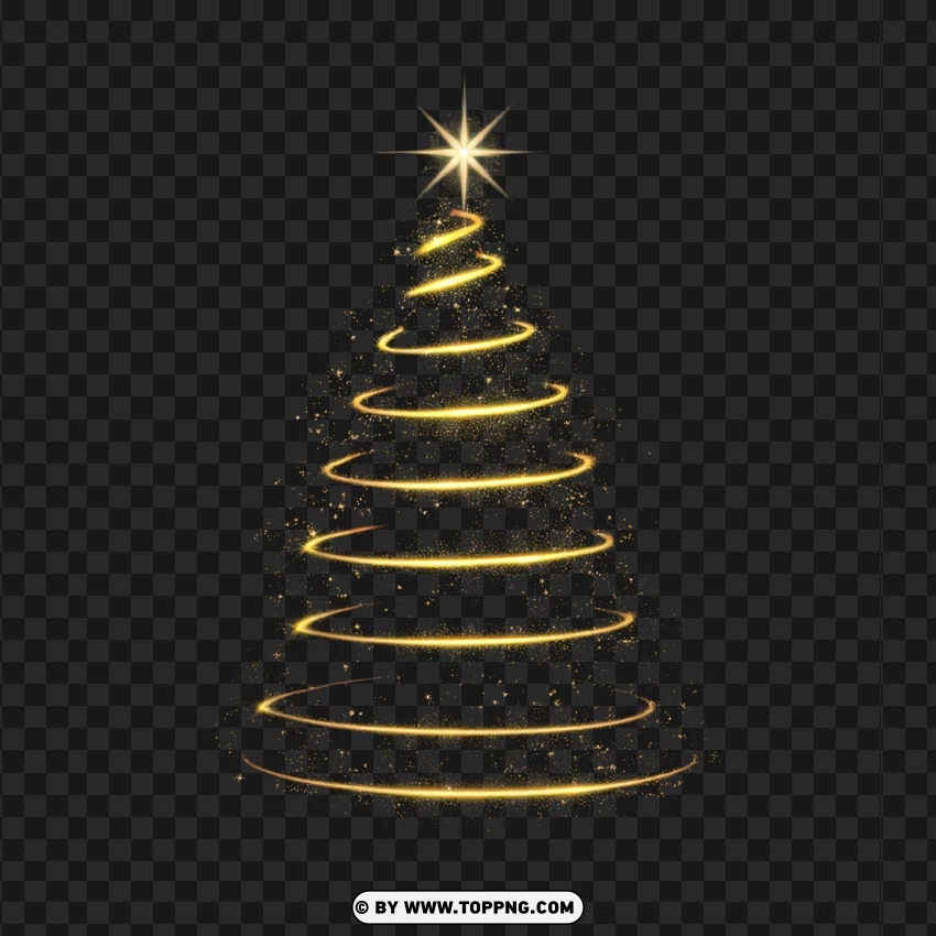 Shiny Stylish Magical Spiral Christmas Tree With Shining Star PNG Transparent Background