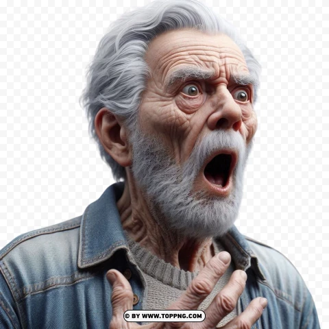 Shocked Old Man PNG Transparent Background