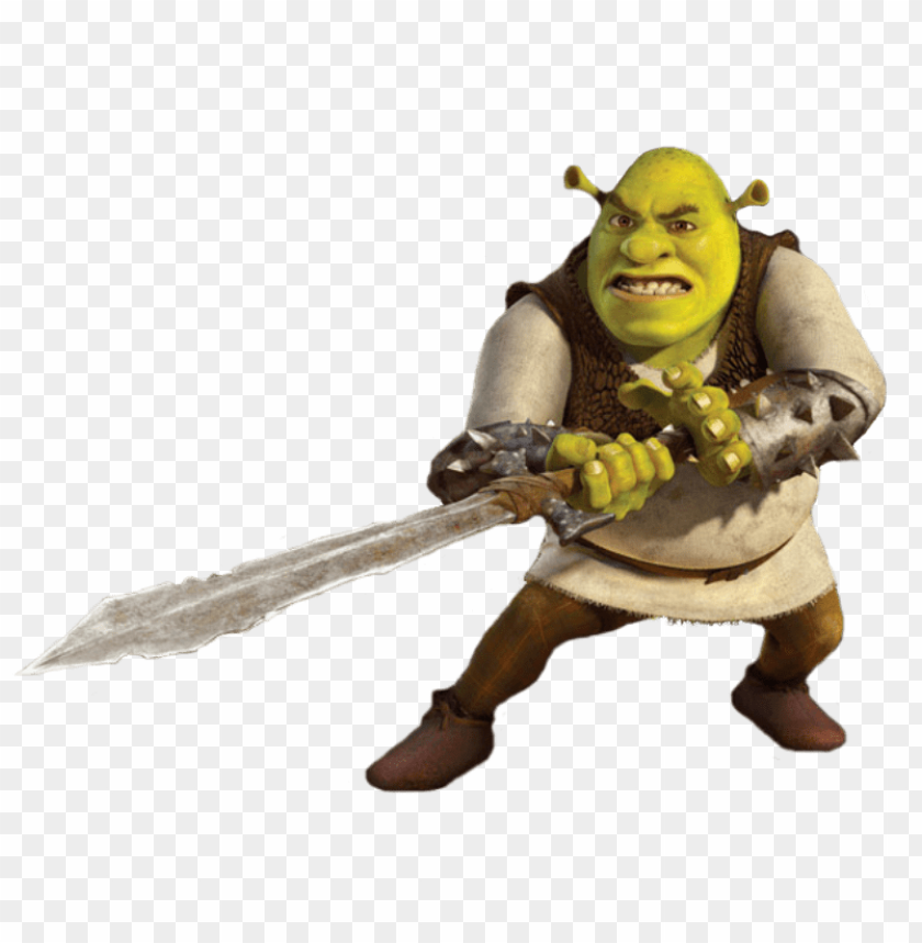 Shrek, animated character, fantasy film, sword, green ogre